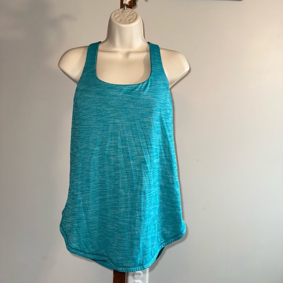 lululemon (6) Teal//Black Tank Top with Open Back and Built in Sports Bra - Picture 1 of 6